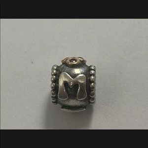 Authentic PANDORA Sterling  Pink CZ 14k MOM Bead